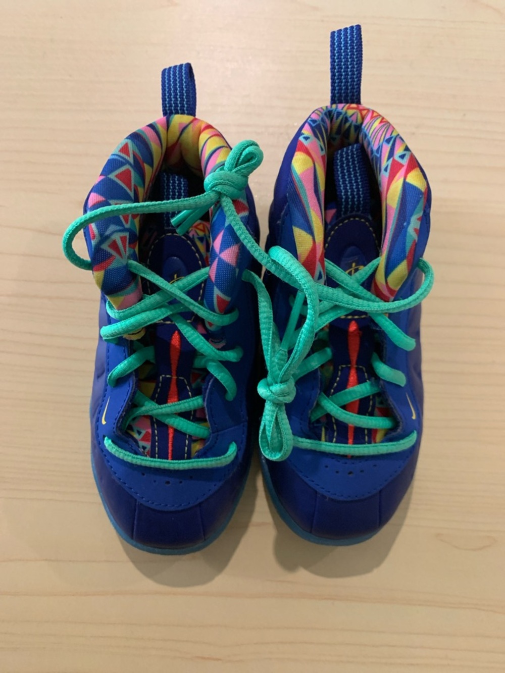 Nike Kids Blue High-Top Sneakers with Teal Laces